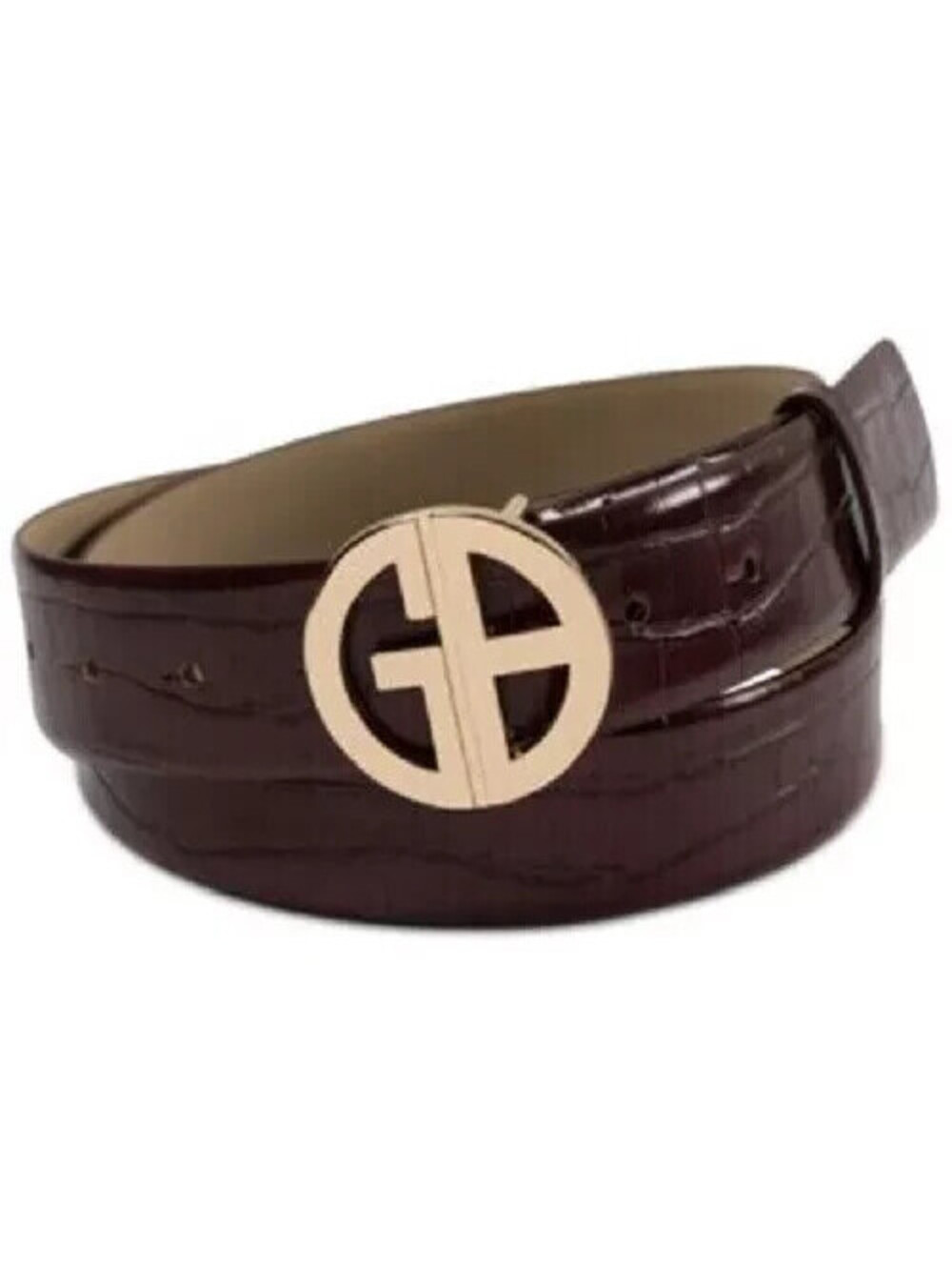 Giani Bernini Women's Belt Croc-Embossed Faux-Leather Wine Size Large **NEW**